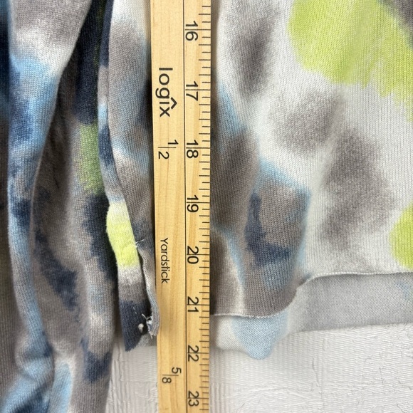 Tie-Dye Cropped Long Sleeve Top Sweater Neon Green and Blue No Tag Sz M - Picture 6 of 8